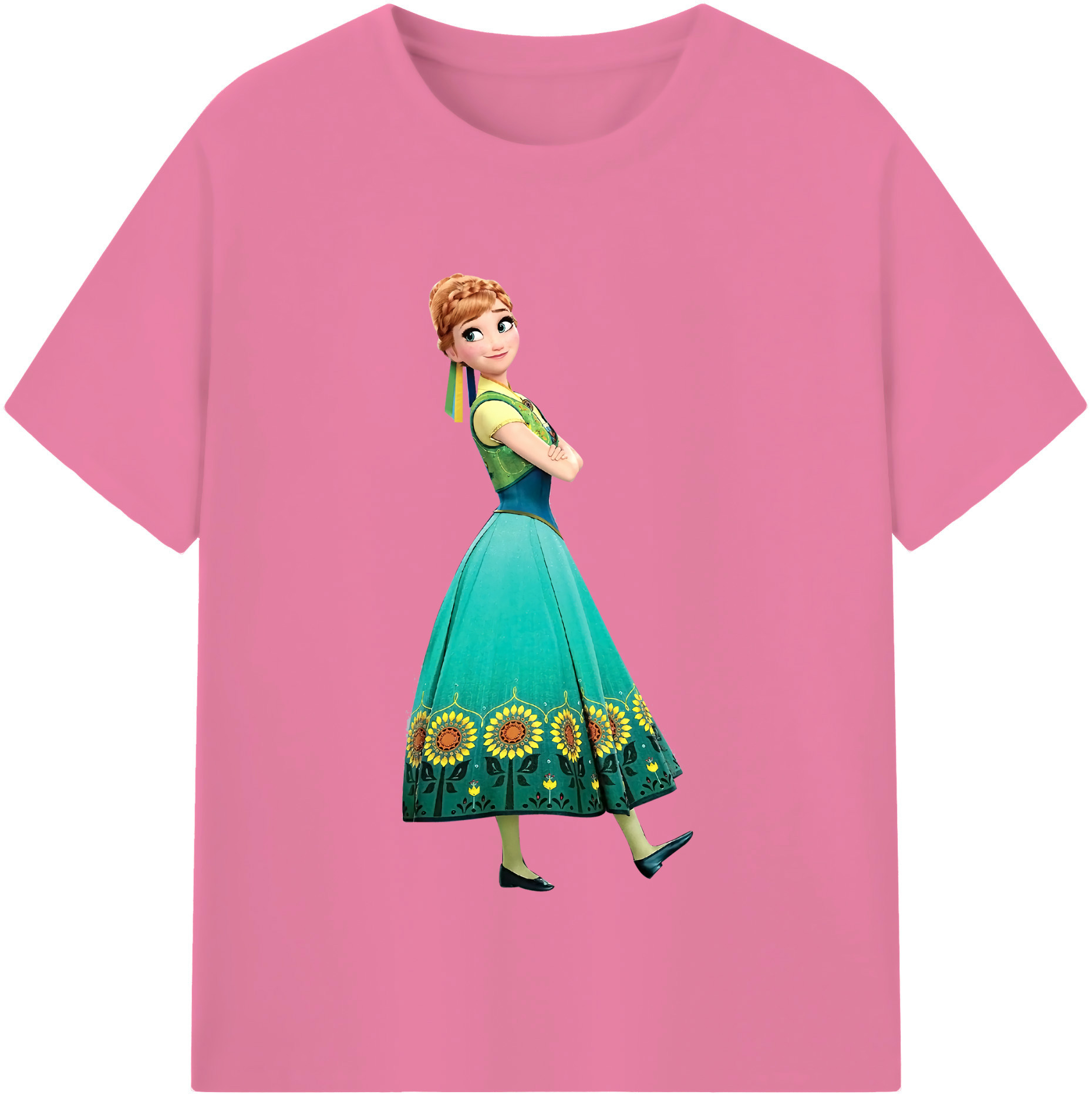 （画像用） アナと雪の女王 アンナ エルサ Frozen Anna Elsa 綿100％半袖Tシャツ（フロントプリント）